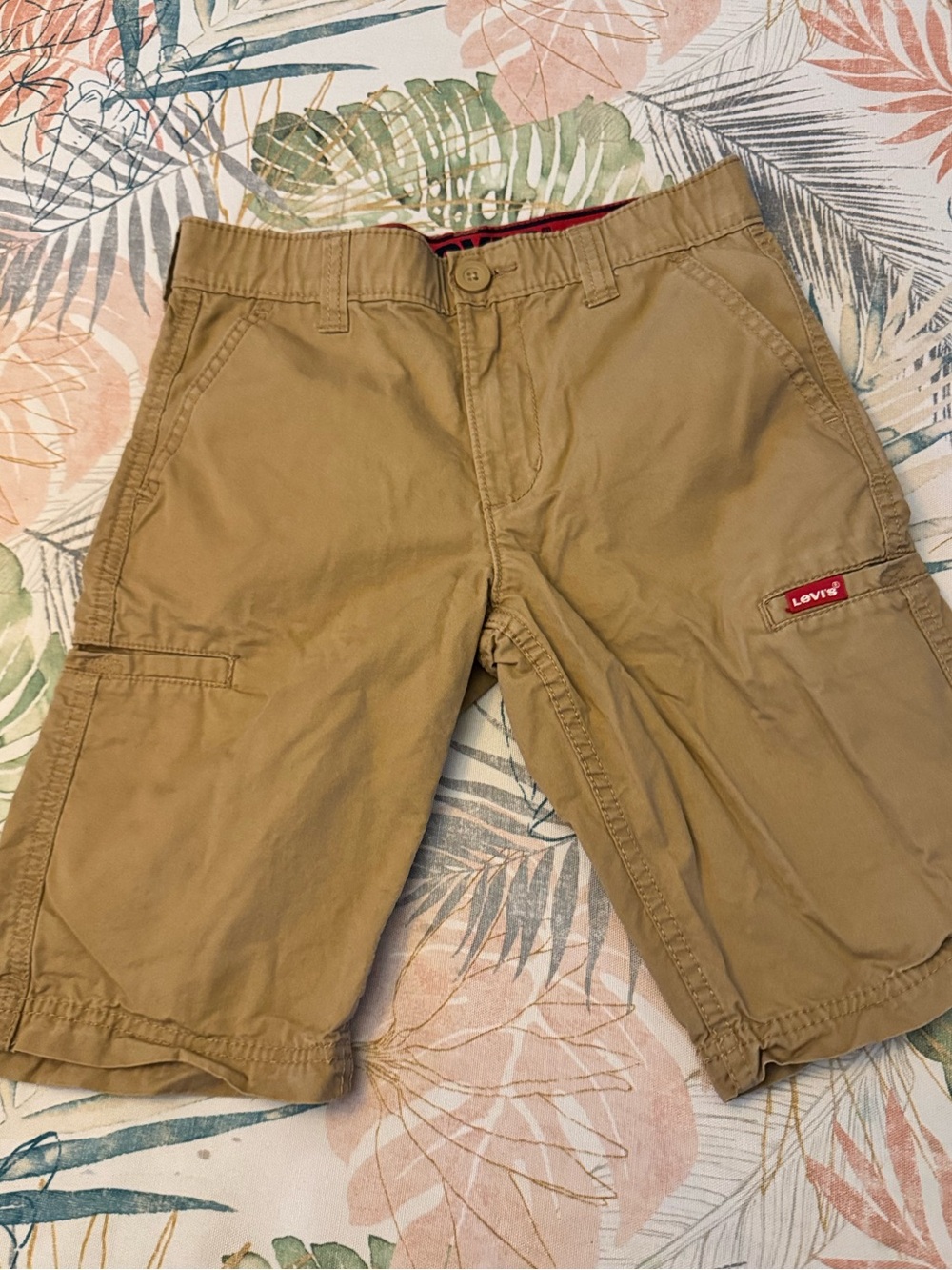 Levi's kid’s Khaki Cargo Shorts with Red Logo Tab